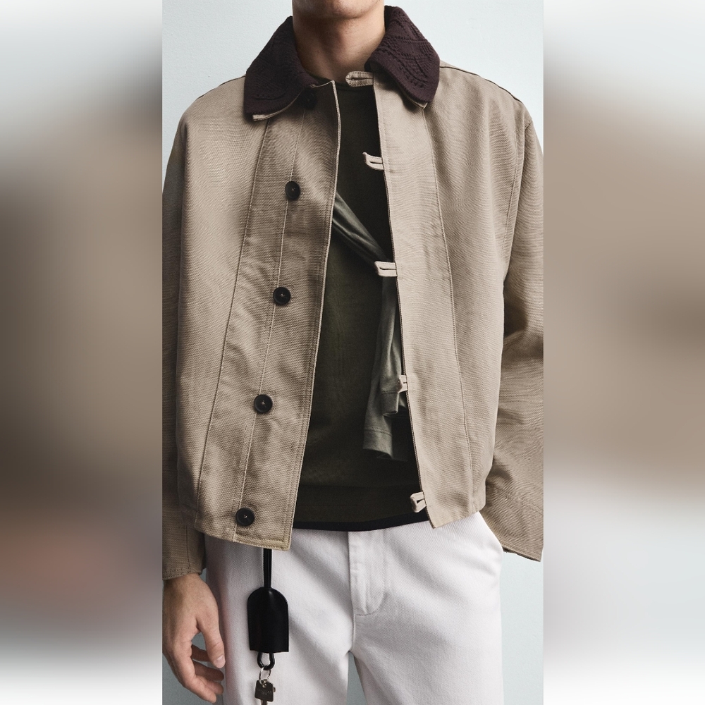 Contrast Crochet Collar Zara Jacket